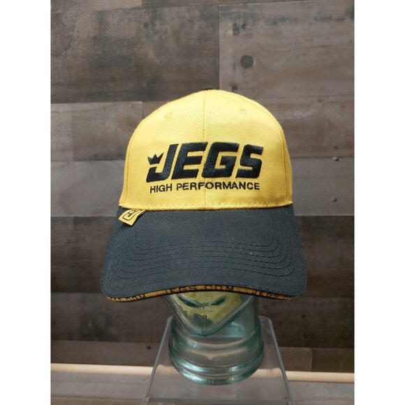 Jegs High Performance Jegs.com Yellow And Black Embroidered LogoHook n Loop Hat - Picture 1 of 7